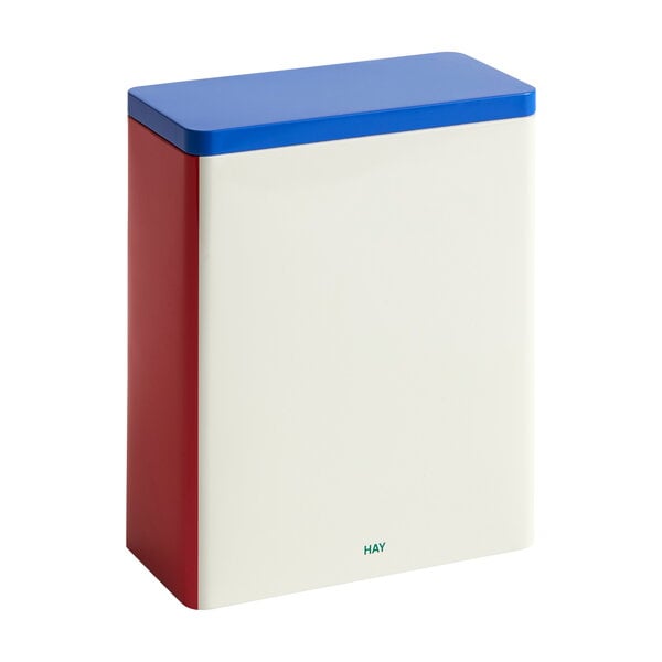 Tin container, XL, off-white – blue – red